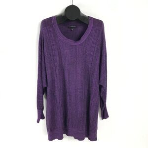 Lane Bryant Scoop Neck Tunic Sweater Women's Plus Size 26/28 Purple Knit Winter